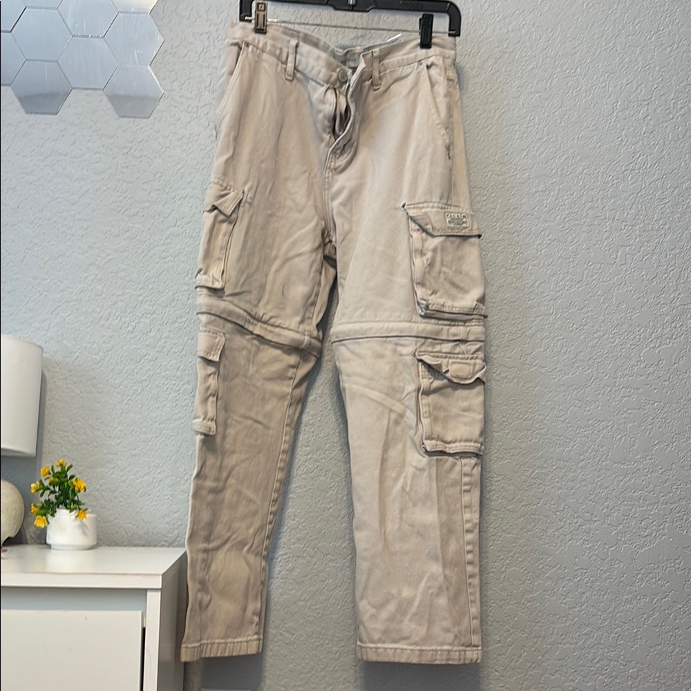 Pacsun Dylan Cargo Zip-Off Baggy Jeans khaki size 31 x  32